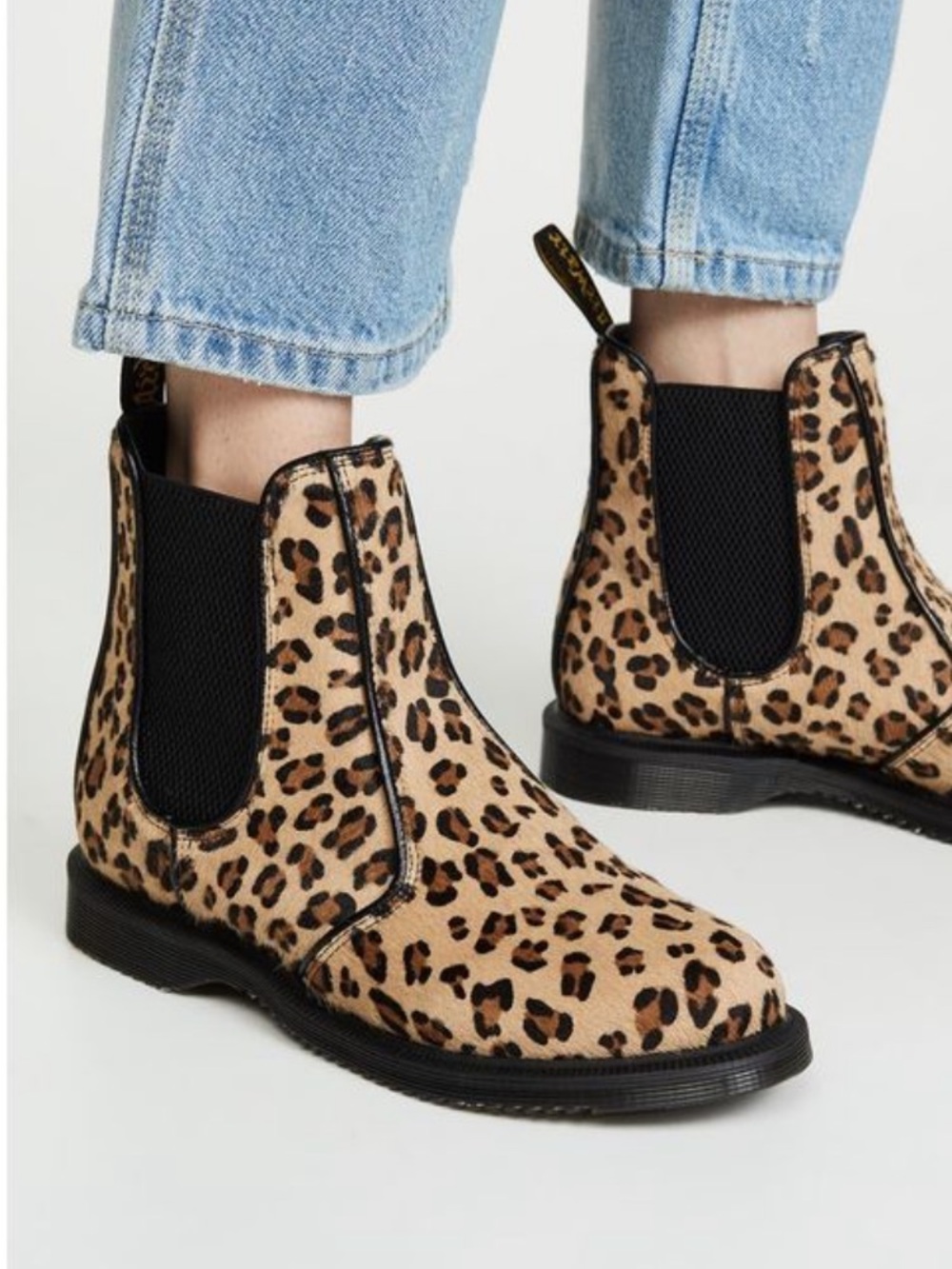 Dr Martens Flora Hair On Leopard Chelsea Boots